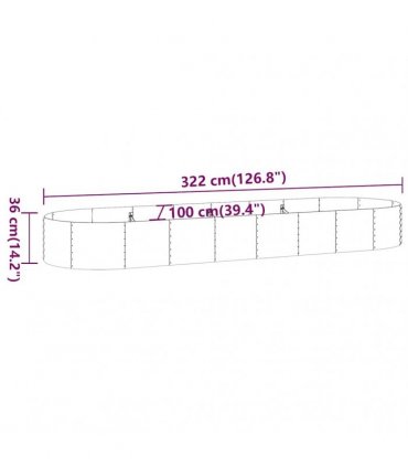 vidaXL Garden Raised Bed Galvanised Steel 322x100x36 cm Brown