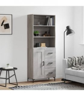 vidaXL Highboard Grey Sonoma 69,5x34x180 cm Engineered Wood