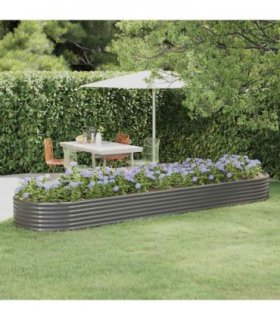 vidaXL Garden Raised Bed Galvanised Steel 396x100x36 cm Grey