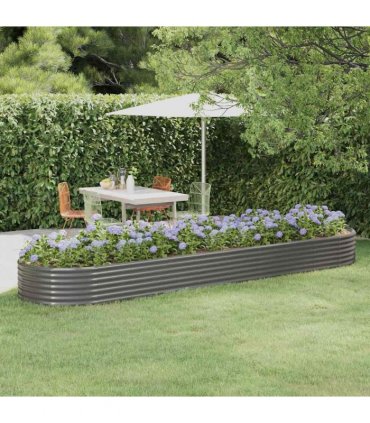vidaXL Garden Raised Bed Galvanised Steel 396x100x36 cm Grey