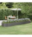 vidaXL Garden Raised Bed Galvanised Steel 396x100x36 cm Grey