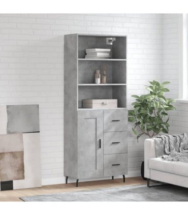 vidaXL Highboard Concrete Grey 69,5x34x180 cm Engineered Wood