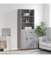 vidaXL Highboard Grey Sonoma 69,5x34x180 cm Engineered Wood