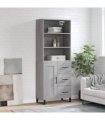 vidaXL Highboard Grey Sonoma 69,5x34x180 cm Engineered Wood