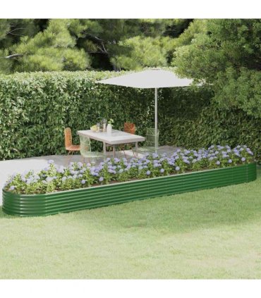 vidaXL Garden Raised Bed Galvanised Steel 507x100x36 cm Green
