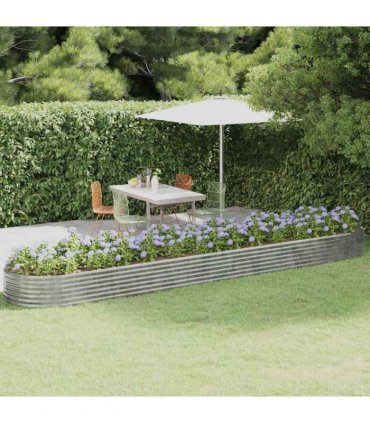 vidaXL Garden Raised Bed Galvanised Steel 507x100x36 cm Silver