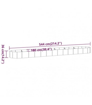 vidaXL Garden Raised Bed Galvanised Steel 544x100x36 cm Grey
