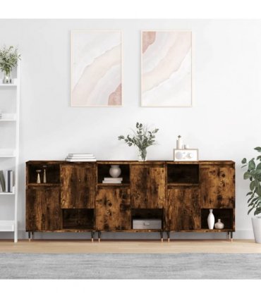vidaXL Sideboards 3 pcs Smoked Oak Engineered Wood
