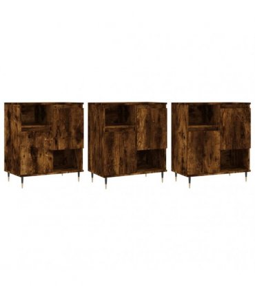 vidaXL Sideboards 3 pcs Smoked Oak Engineered Wood