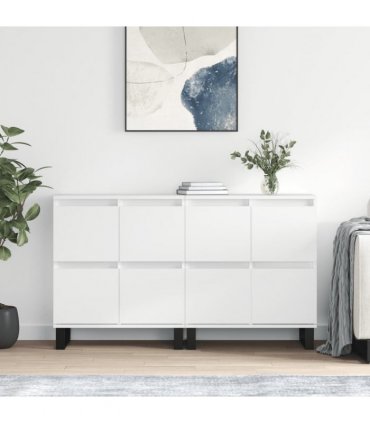 vidaXL Sideboards 2 pcs High Gloss White Engineered Wood