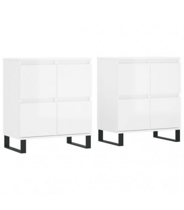 vidaXL Sideboards 2 pcs High Gloss White Engineered Wood