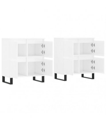 vidaXL Sideboards 2 pcs High Gloss White Engineered Wood