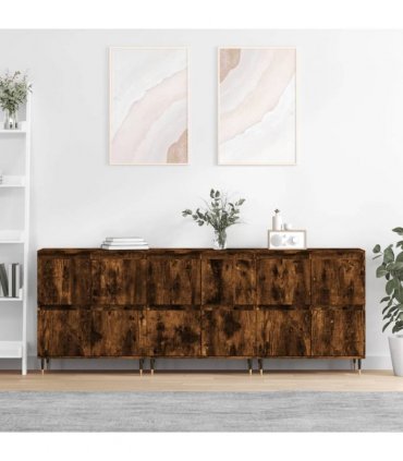 vidaXL Sideboards 3 pcs Smoked Oak Engineered Wood