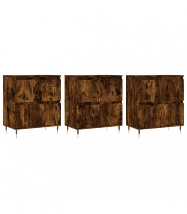 vidaXL Sideboards 3 pcs Smoked Oak Engineered Wood