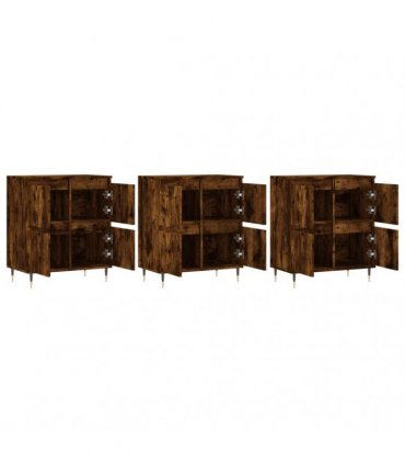 vidaXL Sideboards 3 pcs Smoked Oak Engineered Wood