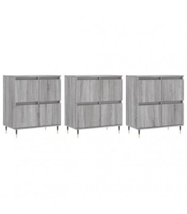 vidaXL Sideboards 3 pcs Grey Sonoma Engineered Wood