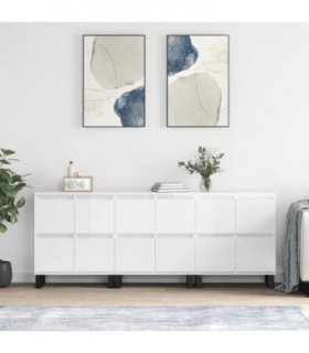 vidaXL Sideboards 3 pcs High Gloss White Engineered Wood