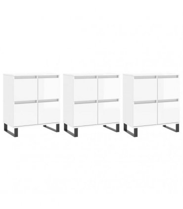 vidaXL Sideboards 3 pcs High Gloss White Engineered Wood