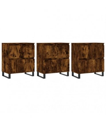 vidaXL Sideboards 3 pcs Smoked Oak Engineered Wood