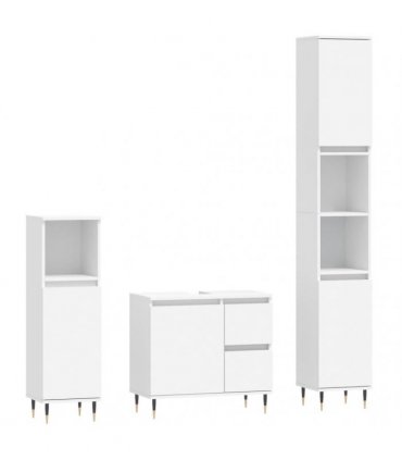 vidaXL 3 Piece Bathroom Furniture Set White Engineered Wood