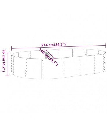 vidaXL Garden Raised Bed Galvanised Steel 214x140x36 cm Green