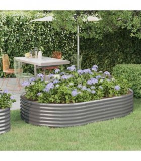 vidaXL Garden Raised Bed Galvanised Steel 214x140x36 cm Grey