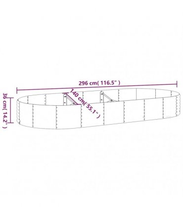 vidaXL Garden Raised Bed Galvanised Steel 296x140x36 cm Green