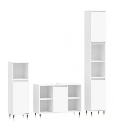 vidaXL 3 Piece Bathroom Furniture Set White Engineered Wood