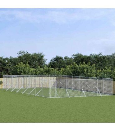 vidaXL Outdoor Dog Kennel Silver 8x16x2 m Galvanised Steel