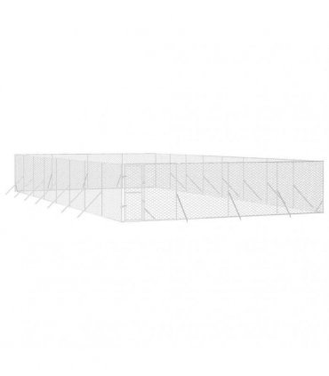 vidaXL Outdoor Dog Kennel Silver 8x16x2 m Galvanised Steel