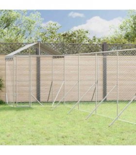vidaXL Outdoor Dog Kennel with Roof Silver 12x12x2.5m Galvanised Steel