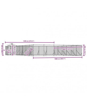 vidaXL Outdoor Dog Kennel with Roof Silver 12x12x2.5m Galvanised Steel