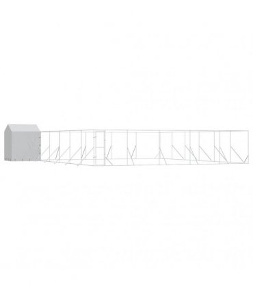 vidaXL Outdoor Dog Kennel with Roof Silver 12x12x2.5m Galvanised Steel