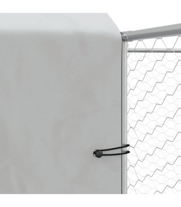 vidaXL Outdoor Dog Kennel with Roof Silver 12x12x2.5m Galvanised Steel