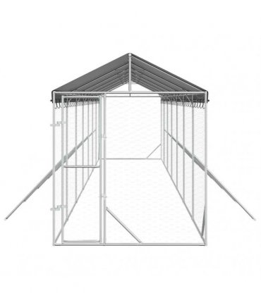 vidaXL Outdoor Dog Kennel with Roof Silver 2x14x2,5 m Galvanised Steel