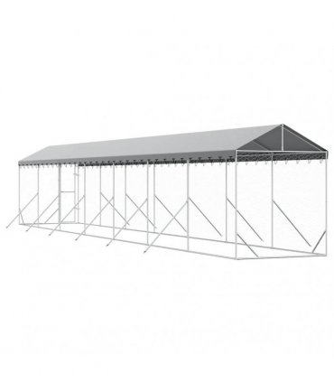 vidaXL Outdoor Dog Kennel with Roof Silver 2x14x2,5 m Galvanised Steel