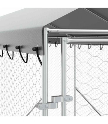 vidaXL Outdoor Dog Kennel with Roof Silver 2x14x2,5 m Galvanised Steel