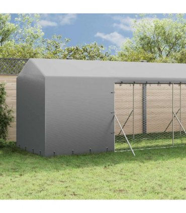 vidaXL Outdoor Dog Kennel with Roof Silver 2x14x2,5 m Galvanised Steel