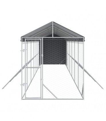 vidaXL Outdoor Dog Kennel with Roof Silver 2x14x2,5 m Galvanised Steel