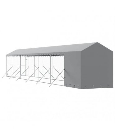 vidaXL Outdoor Dog Kennel with Roof Silver 2x14x2,5 m Galvanised Steel