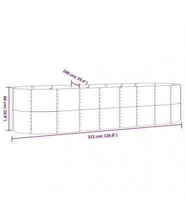 vidaXL Garden Raised Bed Galvanised Steel 322x100x68 cm Brown
