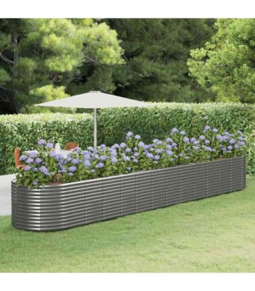vidaXL Garden Raised Bed Grey 554x100x68 cm Powder-coated Steel