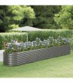 vidaXL Garden Raised Bed Grey 554x100x68 cm Powder-coated Steel