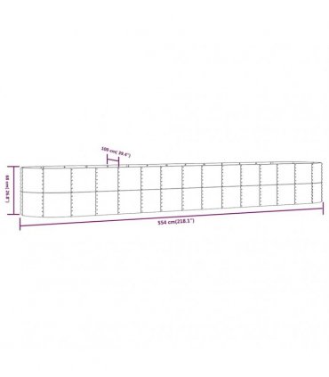 vidaXL Garden Raised Bed Grey 554x100x68 cm Powder-coated Steel