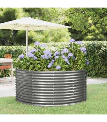 vidaXL Garden Raised Bed Grey 140x140x68 cm Galvanised Steel