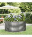 vidaXL Garden Raised Bed Grey 140x140x68 cm Galvanised Steel