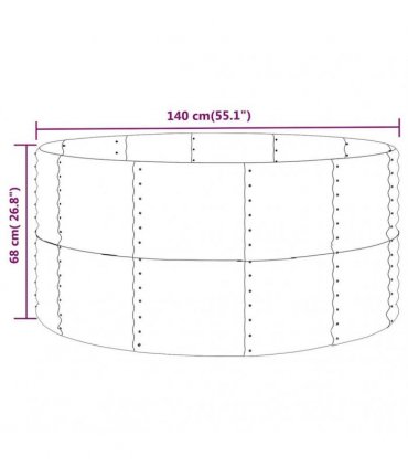 vidaXL Garden Raised Bed Grey 140x140x68 cm Galvanised Steel