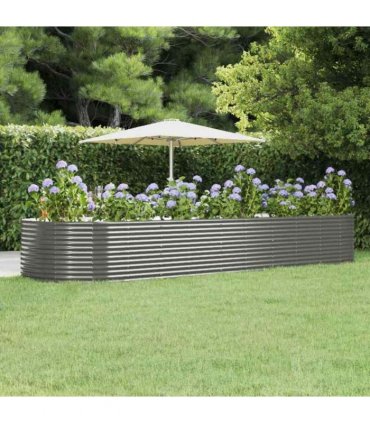 vidaXL Garden Raised Bed Grey 447x140x68 cm Galvanised Steel