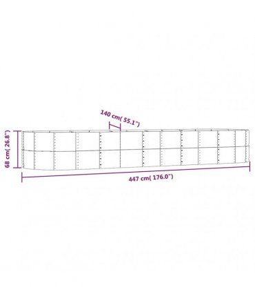 vidaXL Garden Raised Bed Grey 447x140x68 cm Galvanised Steel