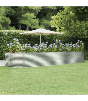 vidaXL Garden Raised Bed Silver 447x140x68 cm Galvanised Steel